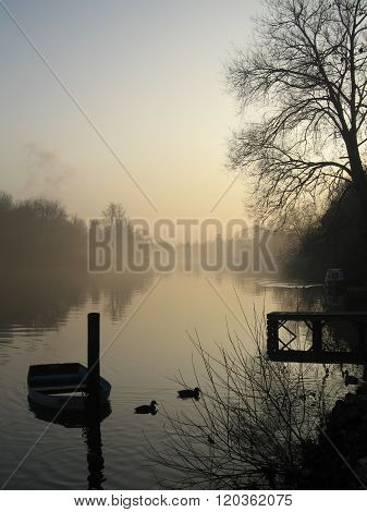 Misty evening on the River Thames