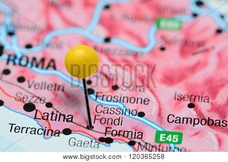 Fondi pinned on a map of Italy