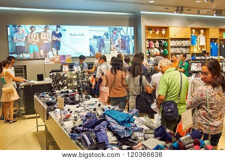 BANGKOK, THAILAND - JUNE 20, 2015: interior of shopping center. Shopping centers such as Siam Paragon, Central World Plaza, Emperium, Gaysorn and Central Chidlom become shopping Mecca for shopaholics