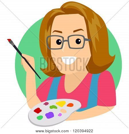 Woman Holding a Paintbrush and Color Palette