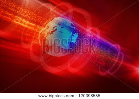 Abstract Digital World Background In Deep Space