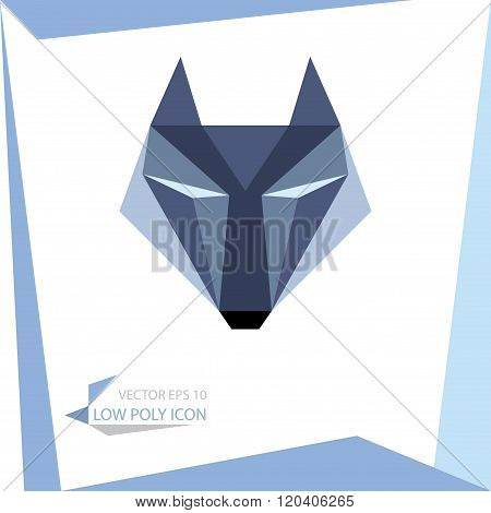 low poly animal icon. vector wolf