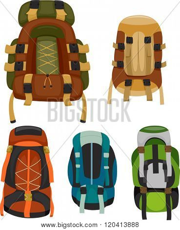 Illustration of Colorful Camping Backpacks
