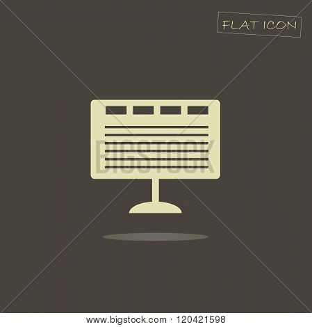 Flat icon of a monitor. Light monitor on a dark background