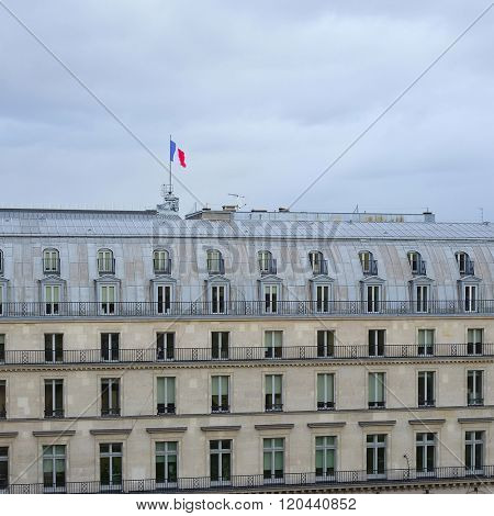 Paris, France, February 10, 2016: view  from Luvre to a street in a center of Paris, France