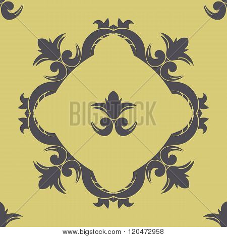 Vector Seamless Pattern With Victorian Frame And Ornate Elements