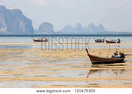 Ko Mook island tropical landscape at low  tide, Thailand