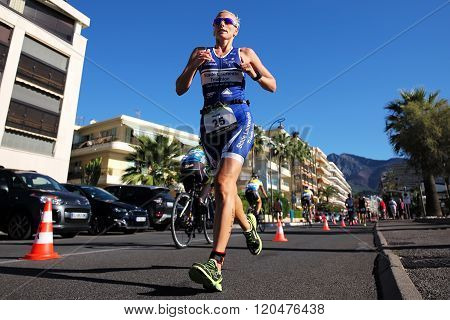 Woman Runner In Blue Suit