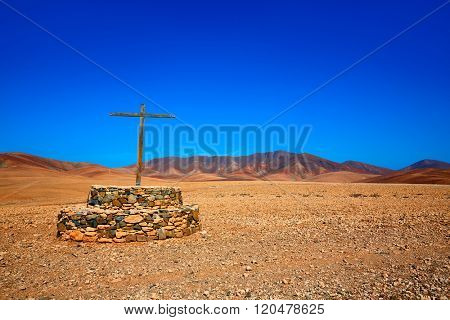 Tuineje cross in Fuerteventura at Canary Islands of Spain