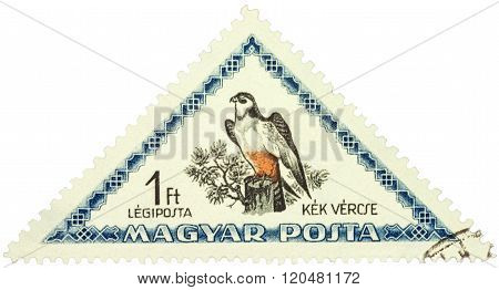 Red-footed Falcon (falco Vespertinus) On Postage Stamp