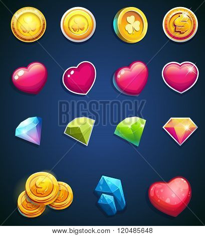 Set Different Icons On Blue Background
