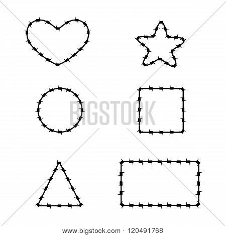 Set Of Barbed Wire Shapes