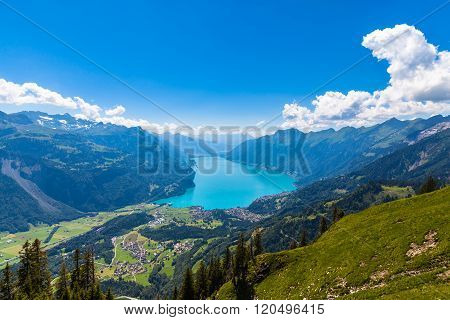 Aerial View Of Brienzer Lake And Town