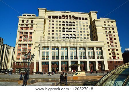 Moscow, Russia -February 18.2016. Four Seasons Hotel at a Manezh square