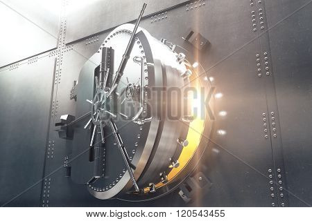 Closeup Of Bank Vault Door
