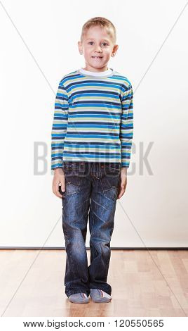 Little Boy Have Fun Alone At Home.
