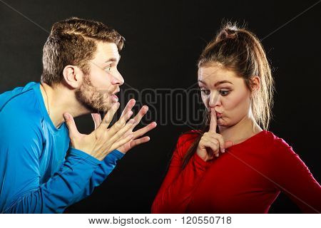 Man Husband Abusing Woman Wife Asking For Silence.