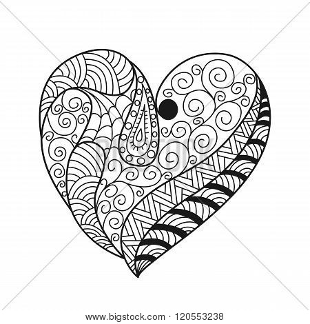 Hand drawn heart with ornament. Doodle style. Decorative element.