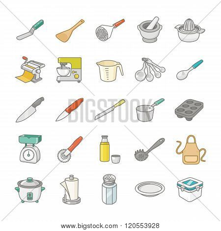 Kitchenware color vector icons