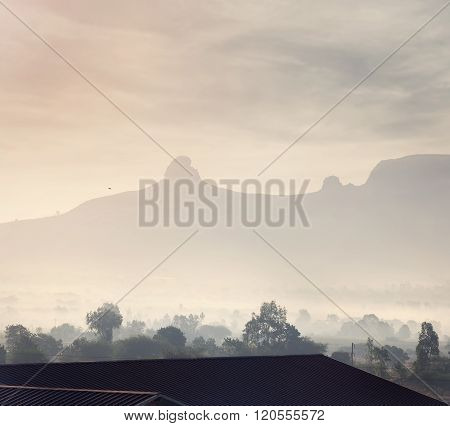 Foggy Mountain Valley In India