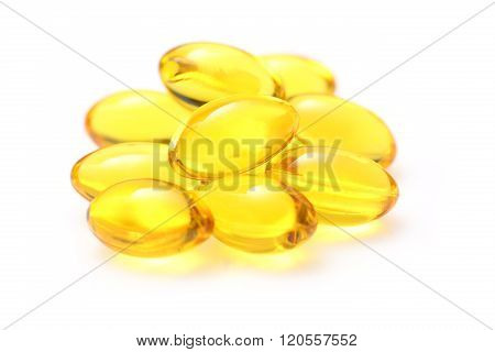 Golden Color Oil Supplements In Soft Gel Capsule