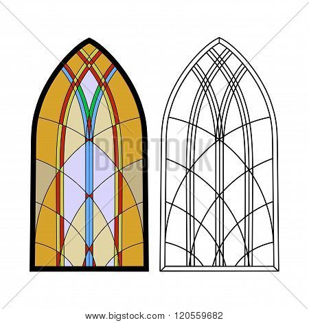 Gothic Windows. Vintage Frames. Church Stained-glass Windows
