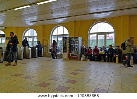 Tver, Russia - February 27. 2016. Railway station Tverskaya in October RZD