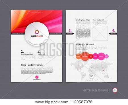 Set Of Business Brochure, Flyer And Cover Design Layout Template With Blue Blurred Background With D