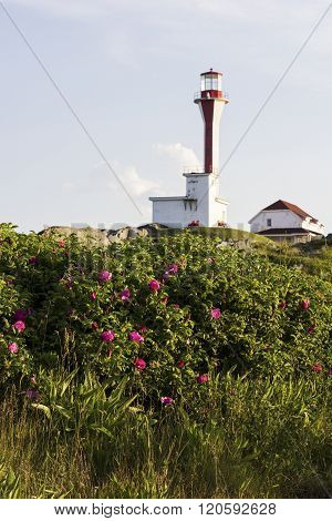Cape Forchu Lighthouse in Nova Scotia in Canada