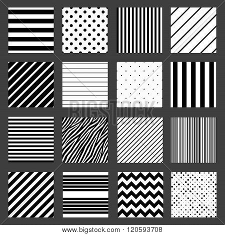 Unusual black white striped pattern set