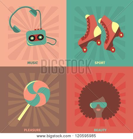 Dicso set. Candy, rolls, wig, glasses, player