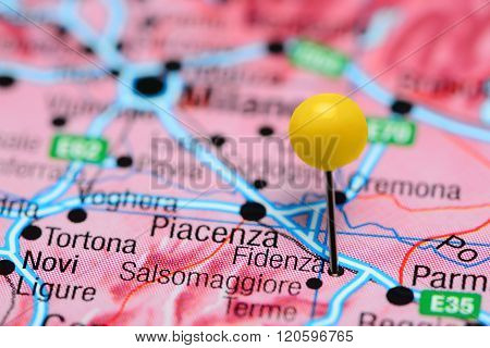 Fidenza pinned on a map of Italy