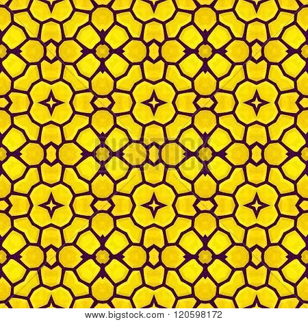 Yellow Floral Marble Stony Mosaic Seamless Pattern Texture