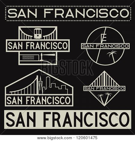 Landmarks Of San Francisco Vintage Labels Set