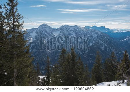 Pamorama View Of The Austrian Alps In Winter