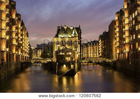 Wasserschloss In The Speicherstadt In Hamburg In Germany