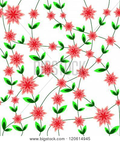 Seamless pattern vector flower peach
