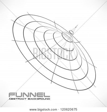 Vector Abstract Technology background. Abstract 3d Surface Looks Like Funnel. Futuristic Technology Style. Perspective Grid Background Texture. Vector Illustration.