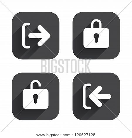 Login and Logout icons. Sign in icon. Locker.