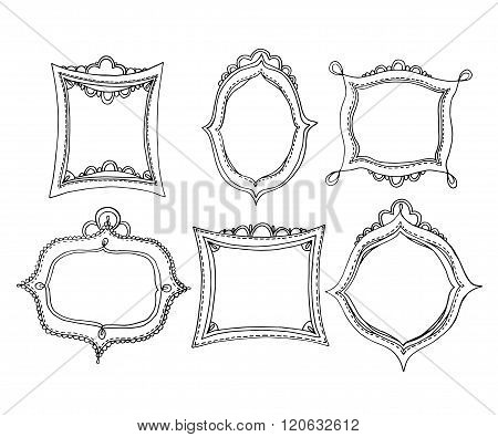 Black and White Doodle - Set of frames with lace