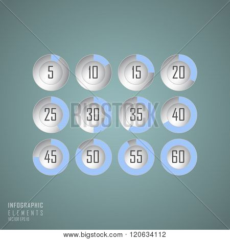 Infographic  Paper Circle Time Percent Set