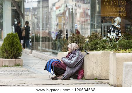 Homeless Begging Woman