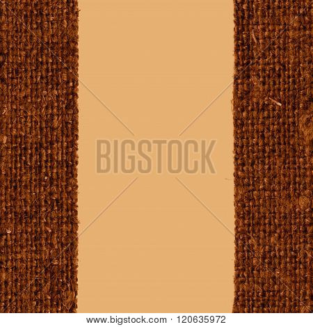 Textile sack, fabric burlap, khaki canvas, fine material, flat background