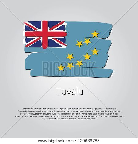 Tuvalu Flag With Colored Hand Drawn Lines In Vector Format