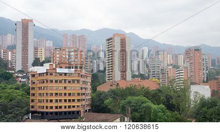 Amazing panorama of modern South American city Medellin Colombia - second largest city in Colombia