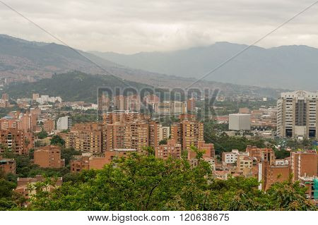 Spectacular panorama of modern South American city Medellin Colombia