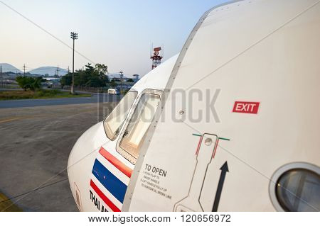 PATTAYA, THAILAND - FEBRUARY 17, 2016: Thai AirAsia A320 in U-Tapao - Pattaya International Airport. Thai AirAsia is a joint venture of Malaysian low-fare airline AirAsia and Thailand's Asia Aviation