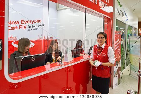 PATTAYA, THAILAND - FEBRUARY 26, 2016: inside of U-Tapao International Airport. U-Tapao Rayong-Pattaya International Airport is serving Rayong and Pattaya cities in Thailand.