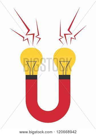 Magnet With Lightbulbs Isolated
