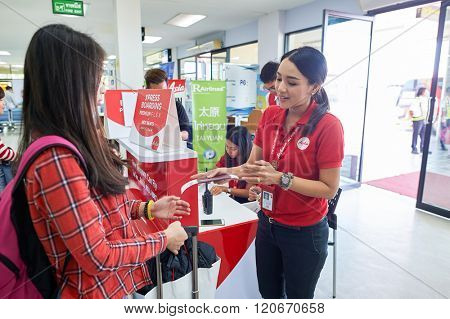 PATTAYA, THAILAND - FEBRUARY 26, 2016: inside of U-Tapao International Airport. U-Tapao Rayong-Pattaya International Airport is serving Rayong and Pattaya cities in Thailand.